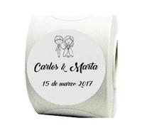 100 Etiquetas plásticas adhesivas Pareja Mr &Mrs 4 cm para boda personalizadas