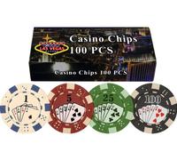 100 fichas de póquer de 11,5 Gramos en Caja de Regalo de Welcome to Las Vegas; Varios diseños a Elegir - 901-201SF, 11.5gm, Straight Flush