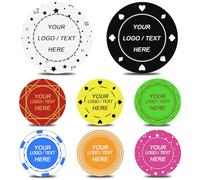 100 fichas de póquer de plástico personalizadas para 9 colores, imagen o texto personalizado, diseño en una impresión HD de chip, juego para fichas de bar, publicidad corporativa, parejas, fiestas