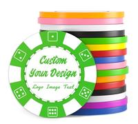 100 fichas de póquer personalizadas, fichas de bebida impresas con logotipo, imagen o texto, impresión a todo color de doble cara para bares, fiestas, juegos de póquer, noche de casino (verde, 40 mm)