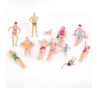 100 figuras de personas en miniatura en trajes de baño de playa, figuras pintadas de ABS para accesorios de tren modelo, decoración de piscina, pasteles y escenas de casa de muñecas (A)