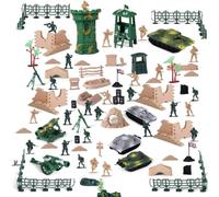 100 Figuras de Soldados Militares de Plástico,Set Completo de Juego del Campo de Batalla,Figuras de Acción del Ejército con Accesorios Variados y Bolso de Almacenamiento,Regalo Educativo Niños y Niñas