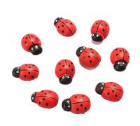 100 figuras en miniatura de madera para decoración de paisaje de mariquita, adorno para jardín, bonsái y hogar