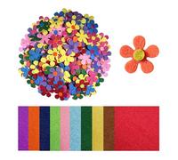 100 flores de fieltro coloridas, 10 hojas de tela de fieltro, pegatinas de parche, flores de fieltro hechas a mano, decoración de flores de tela, aplicación de fieltro para manualidades