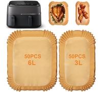100 forros de freidora de aire para freidora de aire Philips de doble cesta serie 3000 6L/3L (NA350/00), serie 5000 6L/3L (NA550/00), Cookwise 3L/6L, forros de papel pergamino desechables, accesorios