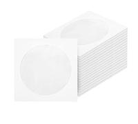 100 fundas de papel blanco para CD y DVD, 120 g, fundas para CD y DVD de 5 pulgadas con ventana transparente y solapa