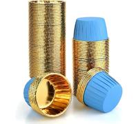 100 fundas para magdalenas, forros para magdalenas para tartas, papel de aluminio a prueba de grasa, tazas metálicas para pasteles, horno para el hogar, magdalenas, moldes para pasteles (3# azul)