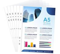 100 fundas transparentes A5, 160 μ extra fuertes, fundas para folletos, DIN A5, láminas transparentes, láminas para proteger papel, archivos, documentos y fotografías (dimensiones interiores: 155 x