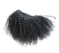 100 g Afro Kinky Curly Cordón Cola de Caballo 12 14 16 pulgadas Cabello Humano Remy Cabello Mongol Clip en Extensiones de Cabello para Uso Diario (14 pulgadas)