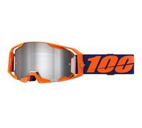 Gafas de motocross 100% ARmatic Naranja Neón con plexiglás espejo plateado