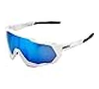 100% gafas speedtrap - matte white - hiper blue multilayer mirror lens