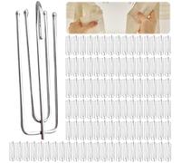 100 ganchos de cortina de metal con 4 puntas: WANDGU de acero inoxidable para cortinas, ganchos de sujeción, ganchos para cortinas, ganchos para cortinas, ganchos para anillos de cortina y cortinas de