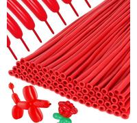 100 globos largos de 260 globos largos de látex grueso rojo para modelo animal, globos largos de torsión para Halloween, modelo de forma de animal, bodas, cumpleaños, decoraciones de fiesta (rojo)