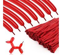 100 globos largos rojos de 260 globos de látex delgados para modelar animales y atar arcos, suministros de fiesta de espectáculo mágico para cumpleaños, boda, decoración de Navidad
