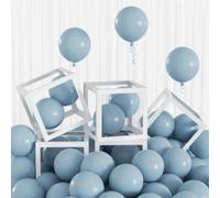 100 globos pequeños de color azul polvoriento de 5 pulgadas, mini globos de látex azul pizarra apagados mate para baby shower, boda, cumpleaños, decoración de fiesta de revelación de género