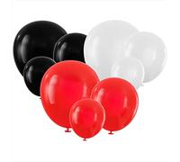 100 globos rojos y blancos - pequeños y grandes globos rojos y para decoración de fiesta, paquete de suministros para cumpleaños Deadpool, fiesta de leñador, graduación, pirata, mariquita, coche