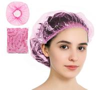 100 gorros de ducha desechables, gorros de ducha desechables, impermeables, esenciales para el hogar, hotel, viajes, color rosa