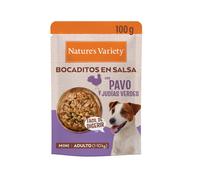 Nature's Variety Bites in Gravy Mini - Trozos en salsa para perros de raza pequeña - Pavo y judías verdes - Cantidad: 100 g