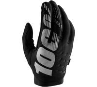 100% Guantes de Cross Brisker Niño Dedos completos Negro/Gris Talla M