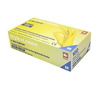 100 guantes de nitrilo en estilo amarillo limón de Ampri, libre de polvo Gr, L