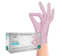 100 Guantes de nitrilo Style Strawberry de AMPRI sin talco, talla L