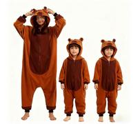 (100 Height 80-100cm)Kigurumi Capybara Onesies Adults Kids Sleepwear Boy Girls Flannel Cartoon Anime Pajamas Chidlren Halloween Performance Jumpsuit