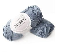 100% hilo de algodón para tejer y ganchillo, 3 o ligero, DK, peso peinado, gotas almizcle, 51 g 109 yardas por bola (76 Denim)