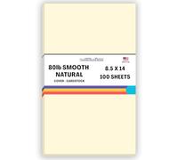 100 hojas de cartulina papel natural liso - 8,5 x 14 pulgadas legal|menu tamaño - 80 # (80 kg/libra), peso - Papel de calidad, acabado suave