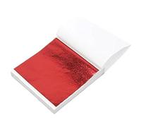100 hojas de oro de colores, decoración de hojas doradas, multicolor, lámina de metal dorado para decoración de uñas, muebles, dulces (rojo brillante)