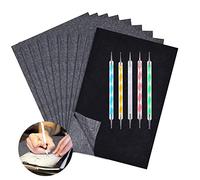 100 hojas de papel de carbono negro, hoja de transferencia de papel de calco de grafito A4 con juego de lápices para gofrar, idea de papel/madera/lienzo/lienzo y otras superficies