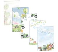 100 hojas de papel de recambio de animales de granja de 120 g/m² de grosor para carpeta A5 de 6 anillas, hojas sueltas para diario, diario, cuaderno, planificación creativa, presupuesto, graduación