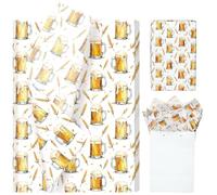 100 hojas de papel de seda con temática de cerveza, taza de cerveza y patrón de trigo, papel de seda para el día del padre, despedida de soltero, cumpleaños, decoración de bar, manualidades, 13.8 x