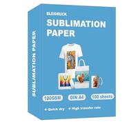 100 hojas de papel de sublimación DIN A4 (210 x 297 mm), 120 g/m², papel de sublimación compatible con impresoras de inyección de tinta