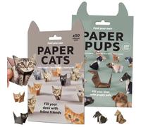 100 Hojas de Papel Origami Set de Manualidades, Diy Paper Cats Craft Kit, Diy Paper Perro Craft Kit, Kit Creativo de Manualidades de Animales de Origami para Niños y Adultos(2Piezas)