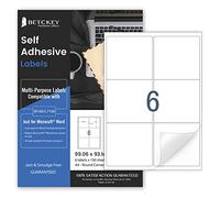 100 Hojas de Pegatinas A4, 6 Etiquetas con Esquina Redonda por Hoja, Etiquetas Autoadhesivas para Impresoras Inyección de Tinta & Láser, 99mm x 93mm