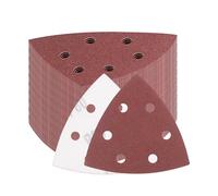 100 Hojas Lijas para Lijadora, Almohadillas para Lijadora de Ratón, Papel Lijadora Triangular Papel de Lija para Madera Metal, Papeles de Lija de gancho y Bucle con 6 Agujero, Granos 40/80/120/180/240