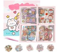 100 Hojas Pegatinas Kawaii Lindo, Pegatinas de Dibujos Animados en 5 Temas, Mini Stickers Aesthetic Pegatinas para Álbumes de Recortes, para Scrapbooking Cuaderno Calendarios, Con Pinzas
