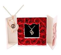 100 idiomas, te amo. Collar de corazón de melocotón de proyección para mujer, con un tacto de alta gama que nunca se desvanece(B)