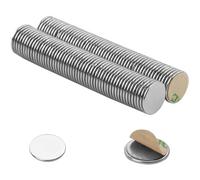 100 imanes de neodimio autoadhesivos de 10 x 1 mm, mini placas magnéticas redondas con almohadillas adhesivas, imanes adhesivos fuertes para pizarras blancas, frigoríficos, manualidades, fotos