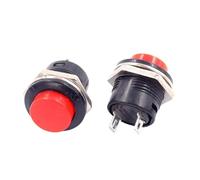 100 interruptores pulsadores de 16 mm de diámetro, R13-507, con reinicio, 6 A, 125 V CA, 3 A, 250 V CA, PB-02, sin bloqueo, color rojo y verde.(Red)
