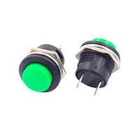 100 interruptores pulsadores de 16 mm de diámetro, R13-507, con reinicio, 6 A, 125 V CA, 3 A, 250 V CA, PB-02, sin bloqueo, color rojo y verde.(Green)