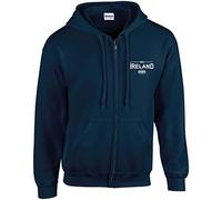 100% Irlanda Six Nation Rugby ZIP SUDADERA HOODIE HOMBRE MARINO, azul marino, L