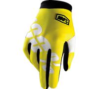 100% iTrack Guantes de Motocross, blanco-amarillo, tamaño S para Hombres