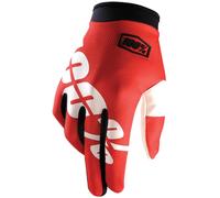 100% iTrack Guantes de Motocross, Rojo/Blanco, Talla XL