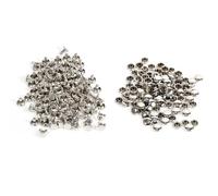 100 juegos de remaches de doble tapa de 8 x 8 mm, reparaciones artesanales de cuero metal, tachuelas, decoración puntas, remaches artesanía cuero, tachuelas metal tubulares (Plata)