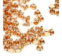 100 juegos de remaches de doble tapa de 8 x 8 mm, reparaciones artesanales de cuero metal, tachuelas, decoración puntas, remaches artesanía cuero, tachuelas metal tubulares (Oro)