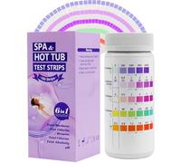 100 kits de prueba de spa, calibrados para manantiales/agua tibia para maximizar la precisión, 6 tiras de prueba para dureza total, cloro libre, bromo, cloro total, alcalinidad y pH