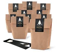 100 Kleine marrón bio Papel de bolsas de papel de estraza 19 x 29,5 x 7,5 cm + 100 Pegatinas Decoración navideña feliz navidad Danke clientes algodón negro oro blanco deko bolsas de regalo del paquete