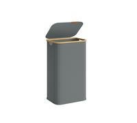 SONGMICS Cesto de Ropa con Tapa, Recogedor de Colada, Tejido de Oxford, Plegable, Marco de Bambú, Lavadero, Dormitorio y Salón, 100 L, 42 x 32 x 70,5 cm, Gris Pizarra LCB518GN01