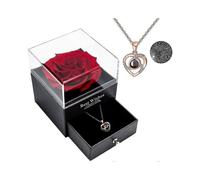 100 Languages I Love You Heart Necklace Eternal Rose Gift Box Creative Silver Heart Necklaces for Women